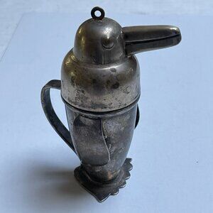 Vintage Restoration Hardware Penguin Shaker Ornament Silver Tone Patina
